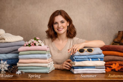 Cristiane Ruon dos Santos orienta a escolha do tecido ideal para cada estação.